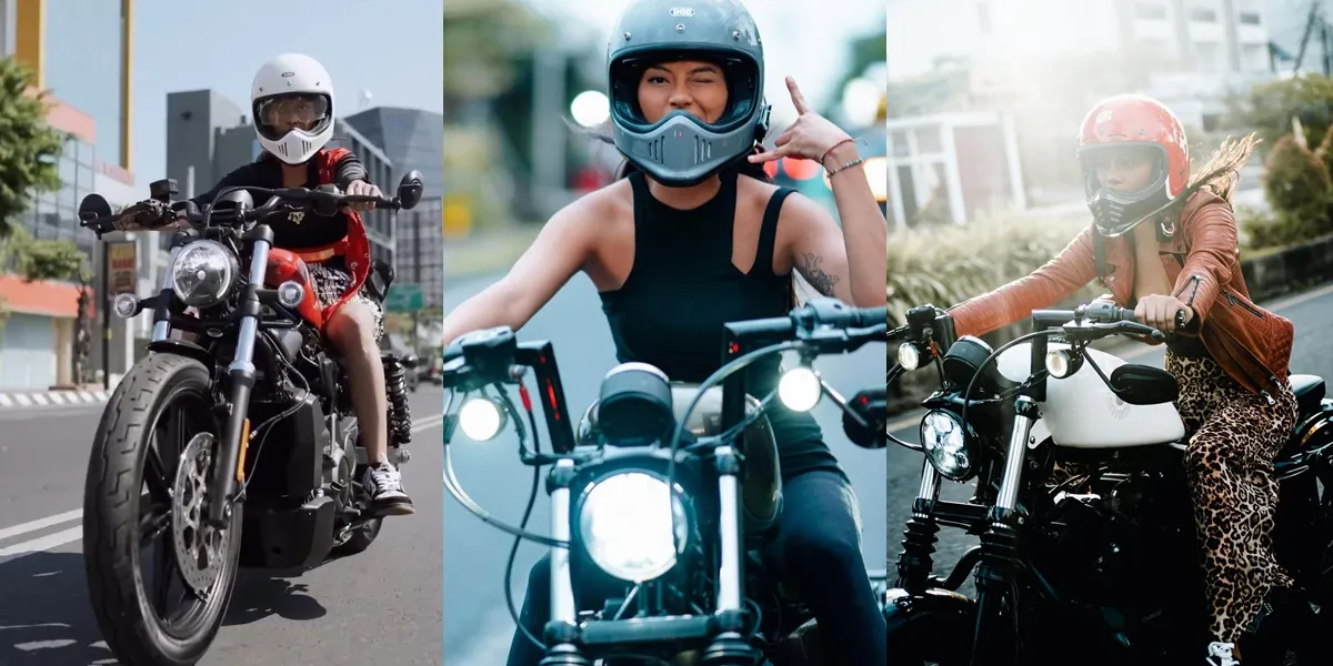Want to Be a Strong Mother, Sporty Portrait of Erika Carlina Riding a Motorcycle Like a Gang Leader