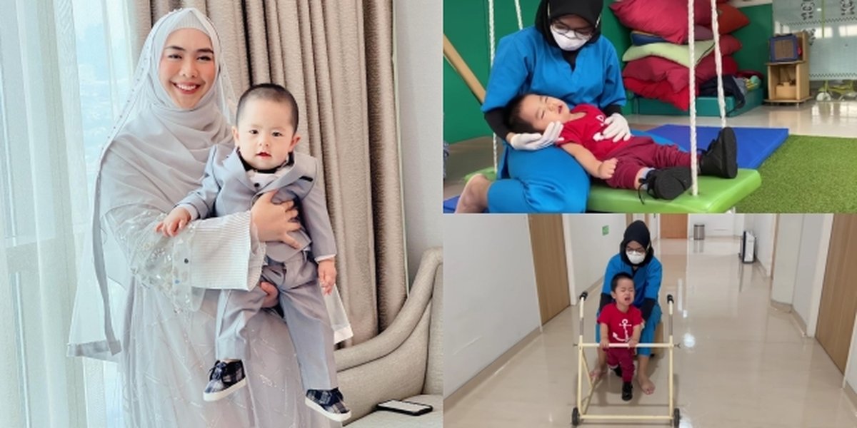 Being a Fighter of Rare Syndrome, 11 Photos of Oki Setiana Dewi Accompanying Sulaiman in Therapy - Staying Strong and Patient When the Little One Cries