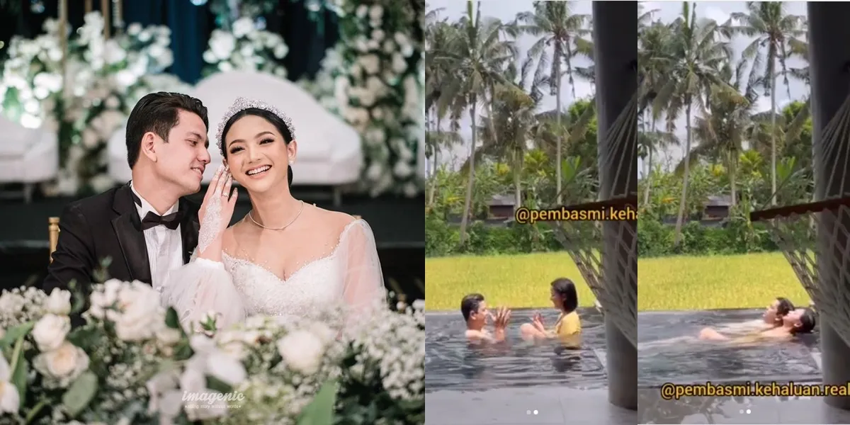 Being a New Bride, Here's a Romantic Portrait of Glenca Chysara and Rendi Jhon Swimming Together - Wearing Covered Clothes Flooded with Praises