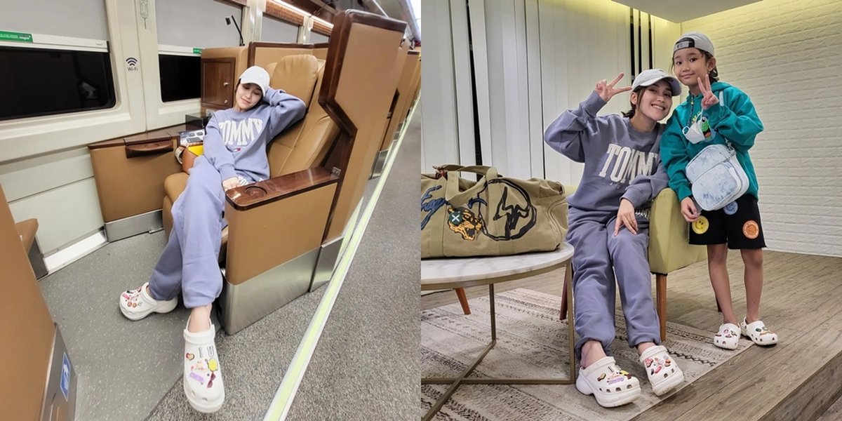 Becoming the Spotlight, 8 Photos of Ayu Ting Ting Inviting Bilqis to Go on a Vacation by Train - Wearing a Casual but Cool Outfit