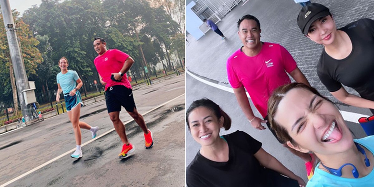 Living a Healthier Lifestyle after Leaving the Rehabilitation Center, Photos of Nia Ramadhani Jogging with Ardi Bakrie