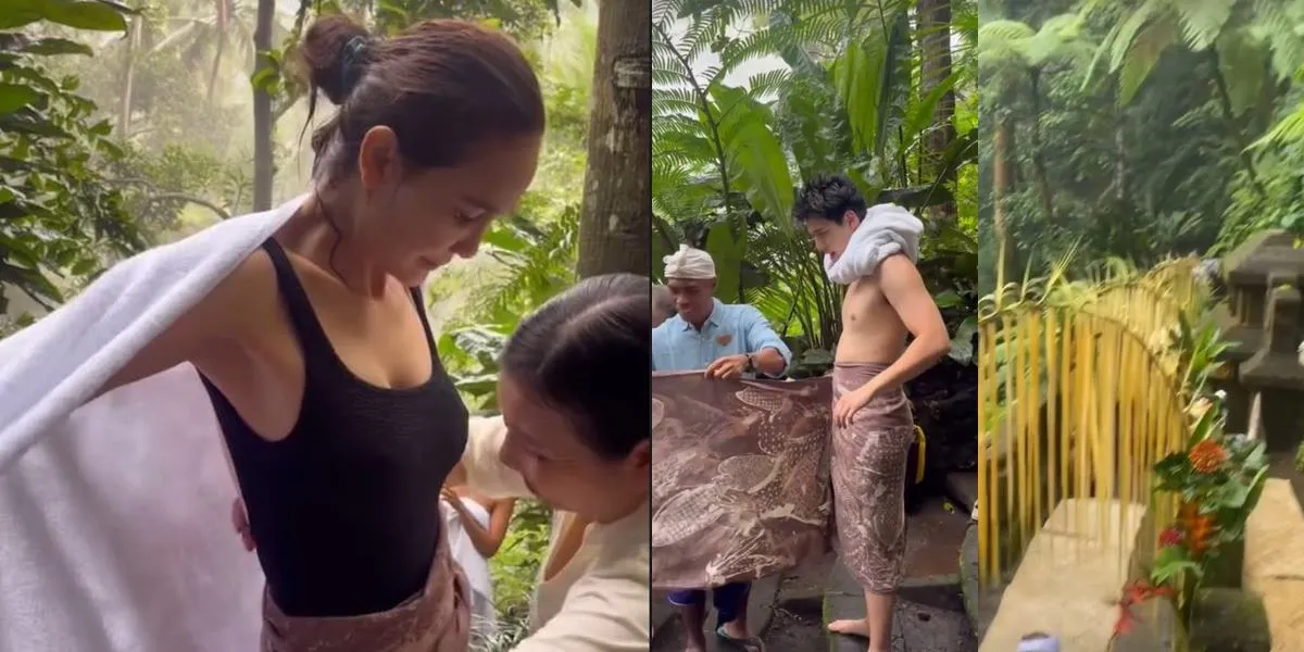 Ahead of Their Wedding, Luna Maya and Maxime Bouttier Conduct Melukat Ceremony - Their Batik Cloth is Special and Full of Meaning