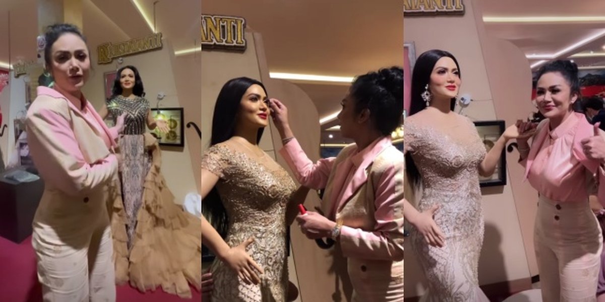 Meeting 'Doppelganger', 8 Photos of Krisdayanti Having Fun Dressing Up Her Own Wax Figure - Changing Outfits and Putting on Fake Eyelashes