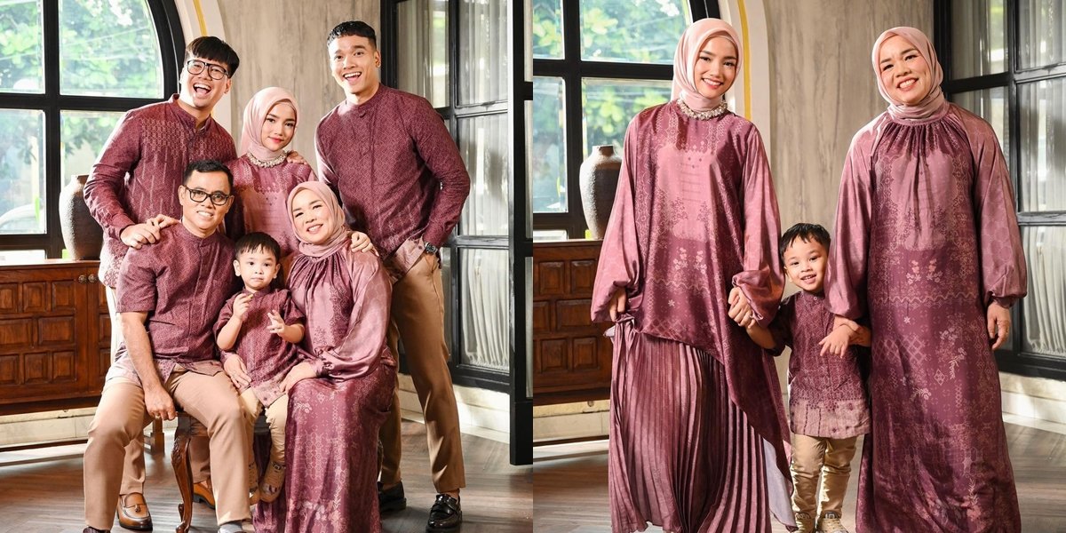 Compact Family Photoshoot Without Late Aunt Andriansyah, Fuji and Her Mother Both Look Beautiful Wearing Hijab - Gala Sky Looks Like the Youngest Child