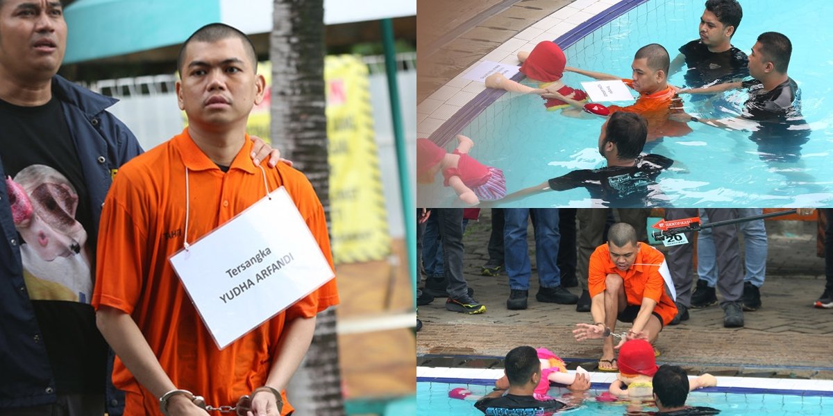 Conducting Reconstruction of the Incident, Suspect Yudha Arfandi Accessed Swimming Pool CCTV Before Drowning Dante