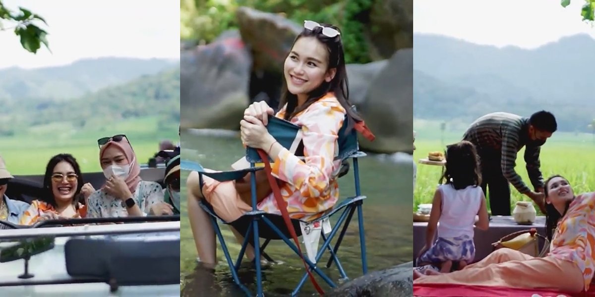 Vacation in Yogyakarta, 14 Photos of Ayu Ting Ting Having Fun at the River and Eating by the Rice Field