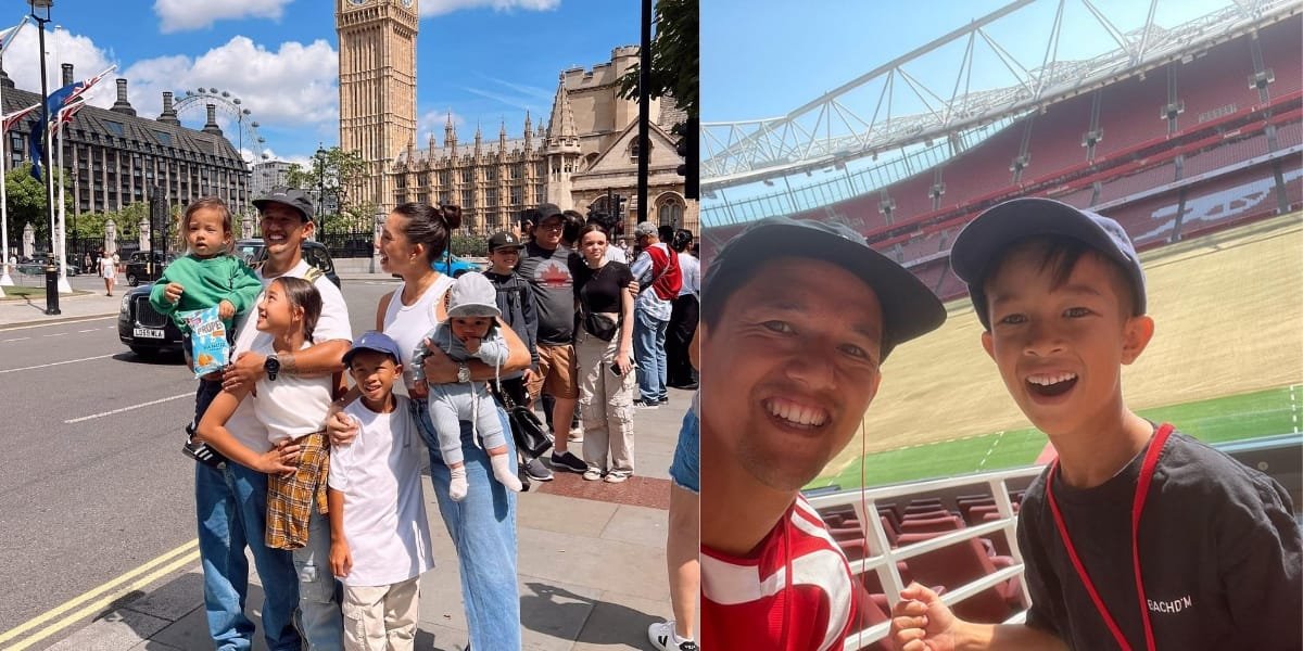 Vacation in England, 8 Photos of Irfan Bachdim Taking His Four Children to Arsenal Stadium - All Wearing the Same Jersey
