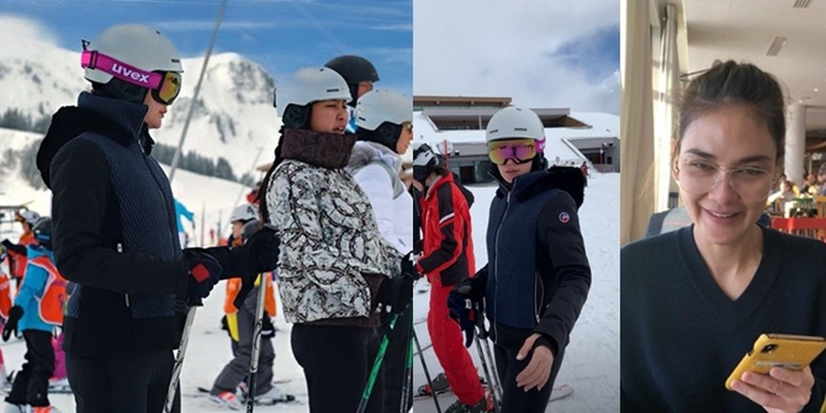 Vacation to France, Luna Maya Skis in the Snow for the First Time