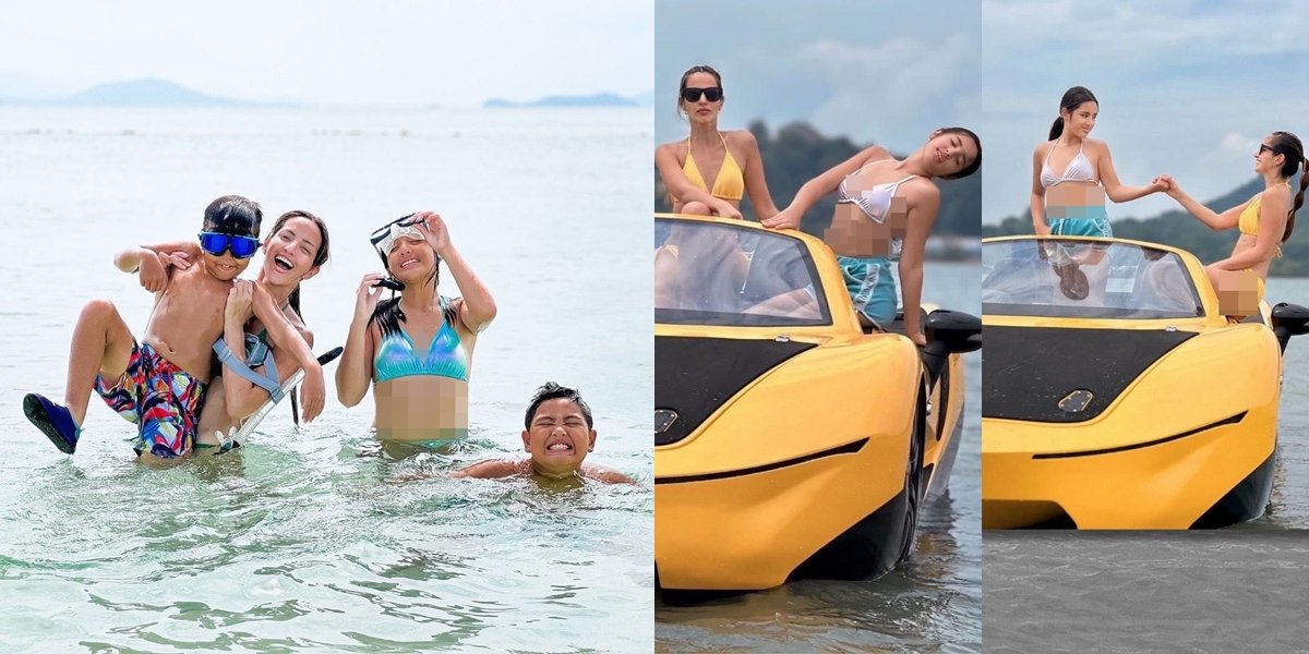 Family Vacation, Ardi Bakrie's Portrait Taking Nia Ramadhani and Mikhayla Bakrie to the Beach in Matching Bikinis