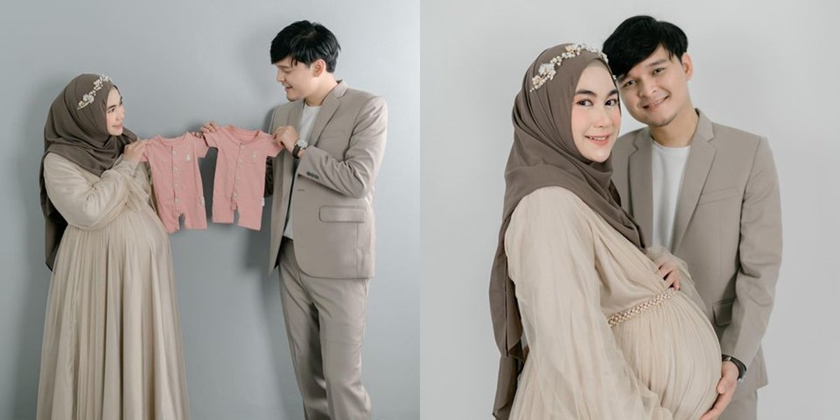 Maternity Shoot Anisa Rahma with Husband, Happy to Have Twin Babies Showing Matching Outfits for the Future Baby