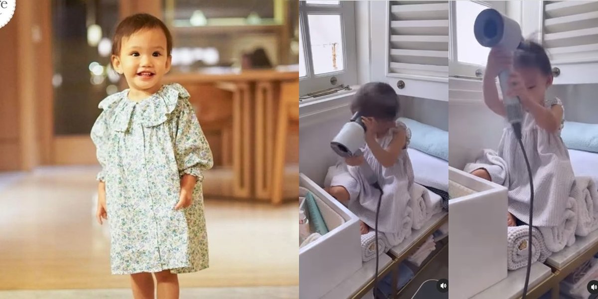 Enjoying Once, Here are 11 Cute Photos of Baby Claire Playing with a Hair Dryer - Her Expressions are Adorable, She Even Combs Her Own Hair
