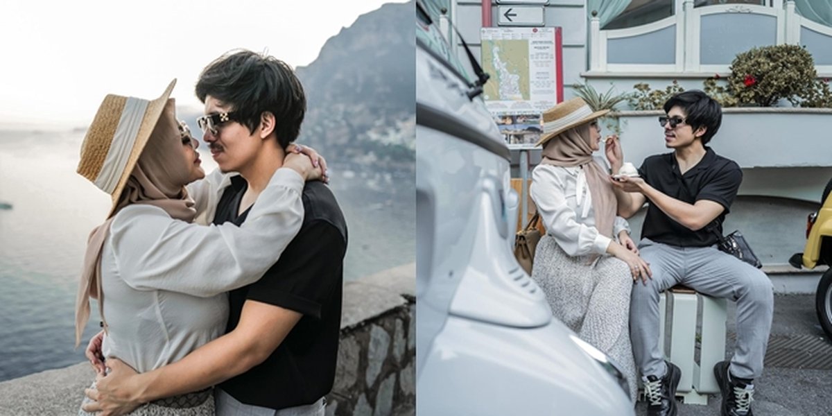 Honeymooning Again, Here are 8 Photos of Aurel Hermansyah and Atta Halilintar's Vacation in Italy - They Kissed and Carried Each Other by the Beach