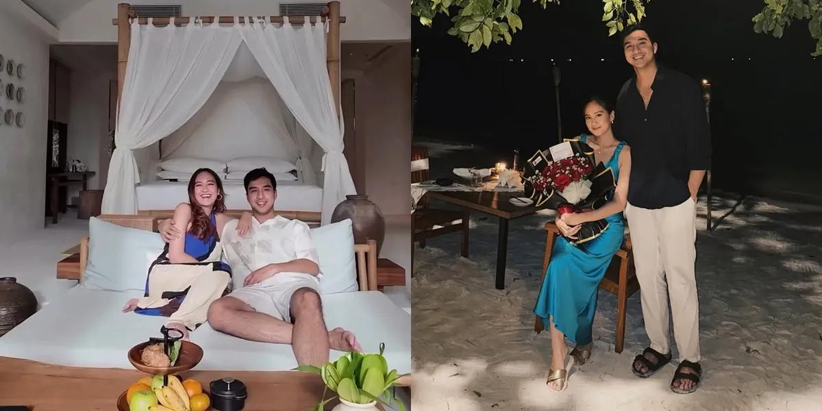 Anniversary Moment of Salshabilla Adriani and Ibrahim Risyad, Romantic Dinner by the Beach