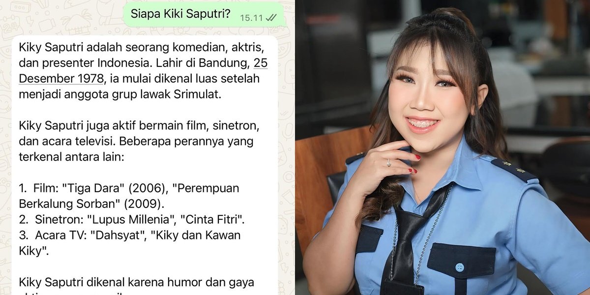 Kiky Saputri's Emotional Moment Asking Meta AI on WhatsApp, The Answer is Hilarious Beyond Reason 