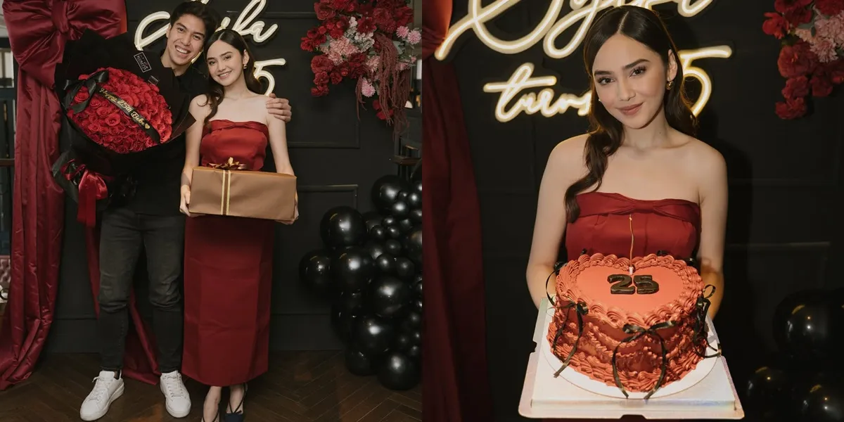 Celebration Moment of Syifa Hadju's 25th Birthday, Appearing in a Red Dress - Received a Jumbo Bouquet of Roses from El