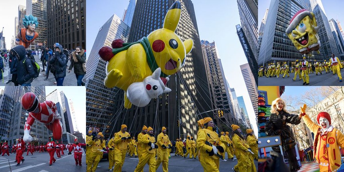 Thanksgiving Parade in NYC, Enlivened by Pikachu - Power Rangers