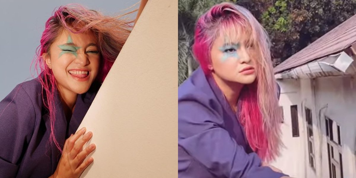Marshanda's Quirky Photoshoot with Pink Hair and Star Accent on Her Face, Expressing Herself Freely