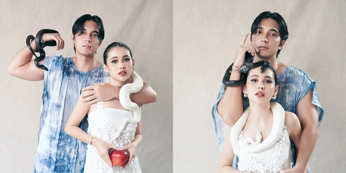 The Latest Photoshoot of Sandrinna Michelle and Junior Roberts, Like Adam and Eve - Relaxing with a Snake
