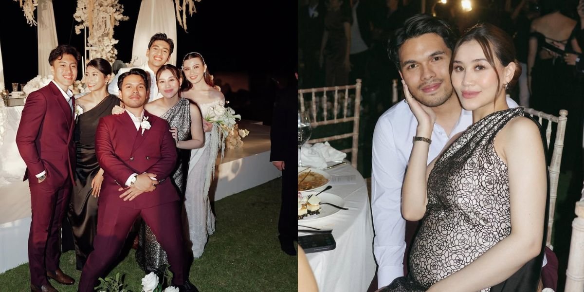 Portrait of Aaliyah Massaid Looking Elegant at the Wedding Reception of Harris Vriza and Haviza Devi, Showcasing a Growing Baby Bump