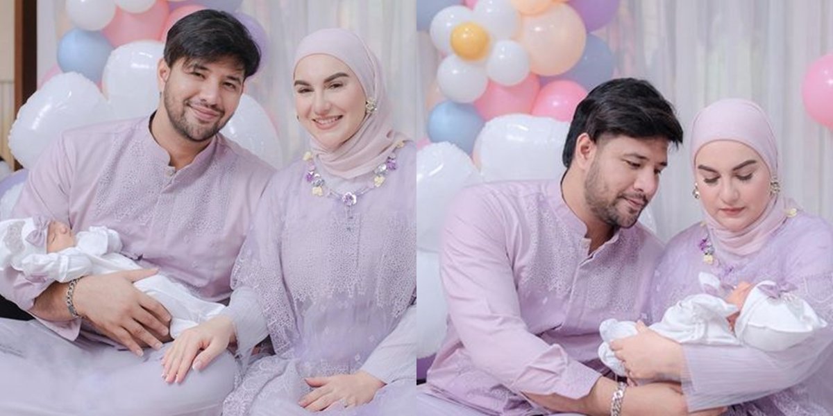 Portrait of Irish Bella and Ammar Zoni's Second Child's Aqiqah, Sweetly Attended by Family with a Purple Theme