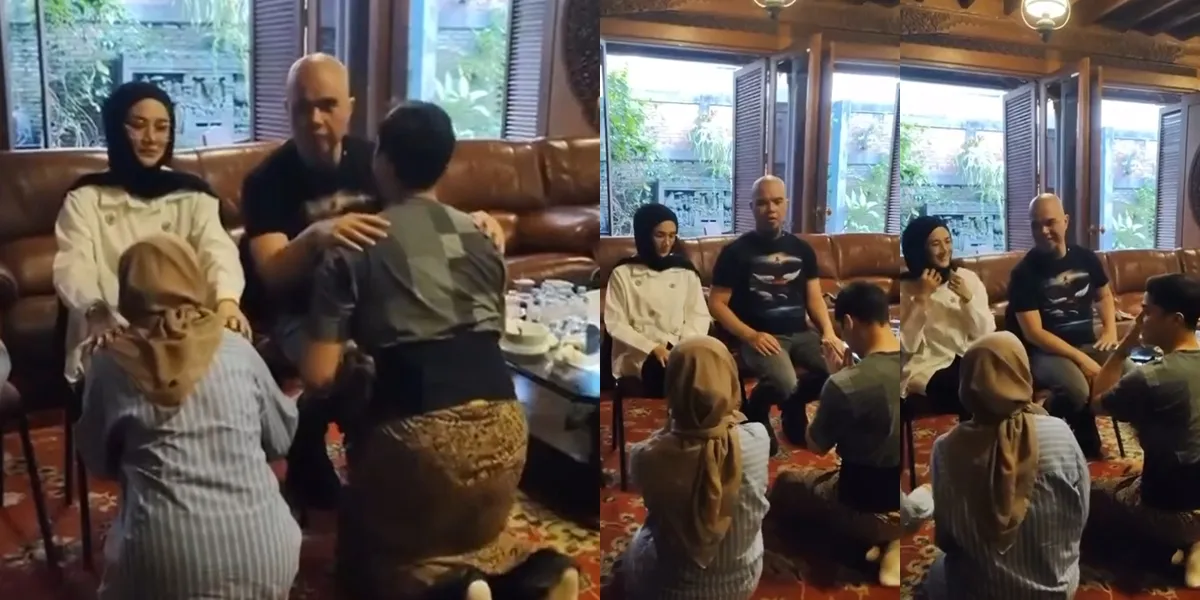 Portrait of Al Ghazali Practicing Sungkeman with Ahmad Dhani and Mulan Jameela, Full of Laughter