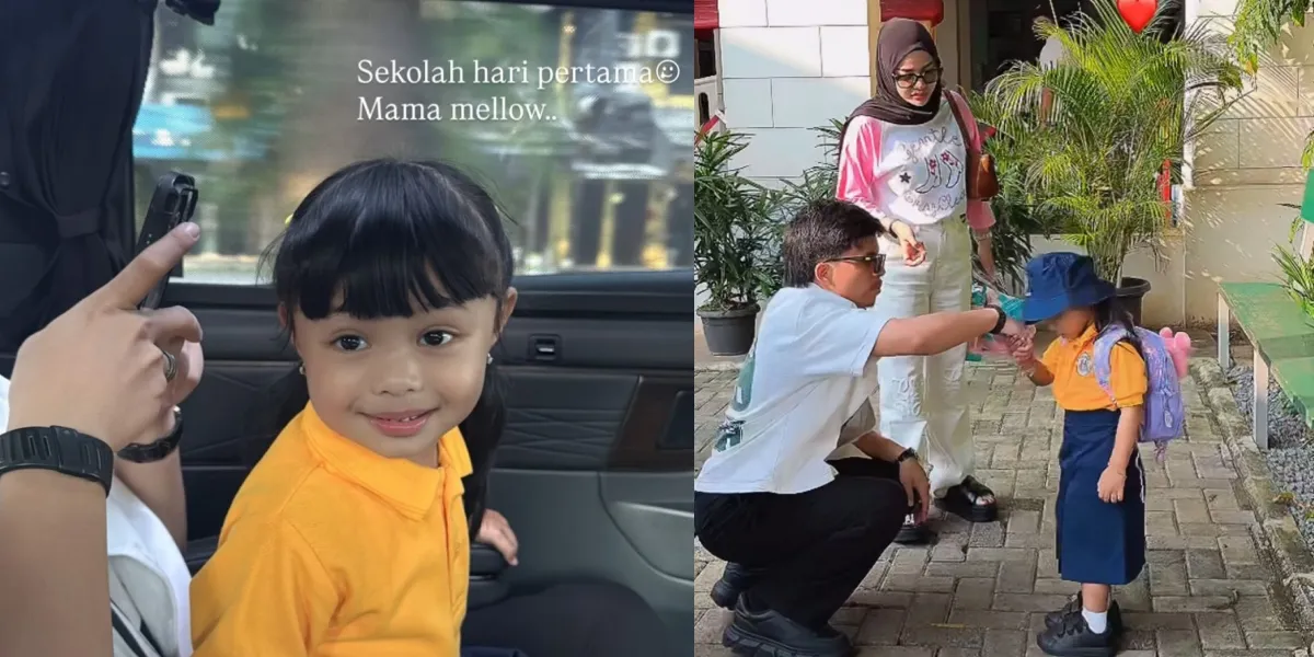 Portrait of Ameena on Her First Day of School, Accompanied by Atta Halilintar and Aurel Hermansyah