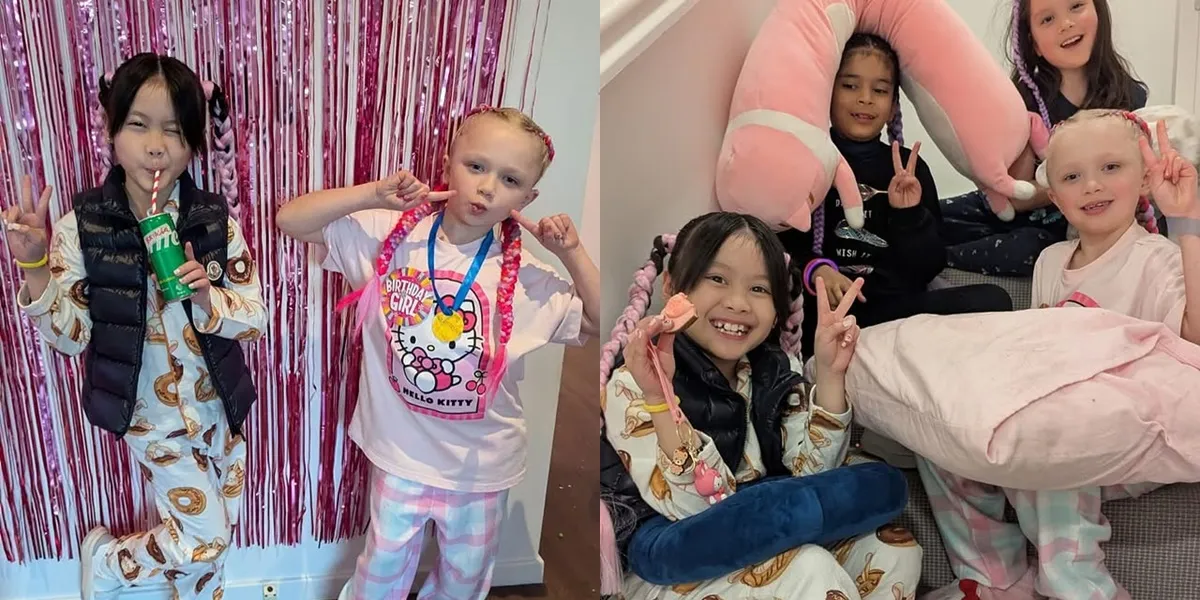 Portrait of Acha Septriasa's Child at a Pajamas Party with All Her Caucasian Besties