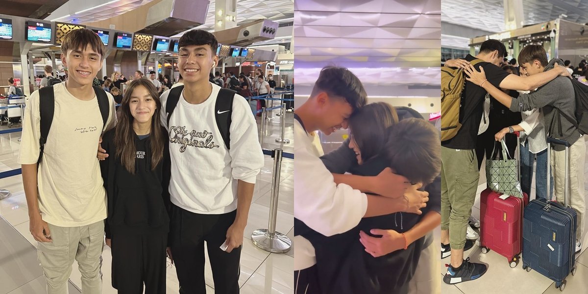 Portrait of Donna Agnesia's Children - Darius Sinathrya Embracing Emotion at the Airport, the Youngest Sibling Sad to be Left Behind by Their Older Siblings in France