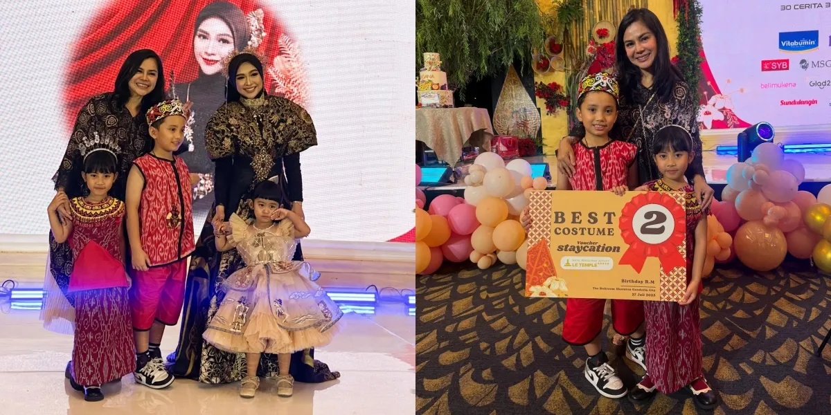 Portrait of Rachel Vennya's Children at Ria Ricis and Moana's Birthday Party, Wins Best Costume