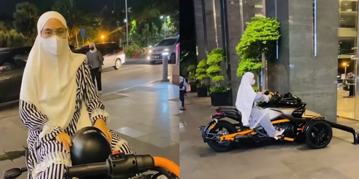 Portrait of April Jasmine When Showing Off at the Mall Riding a 700 Million Rupiah Motorcycle, Criticized by Netizens: The Wife of Ustaz Showing Off