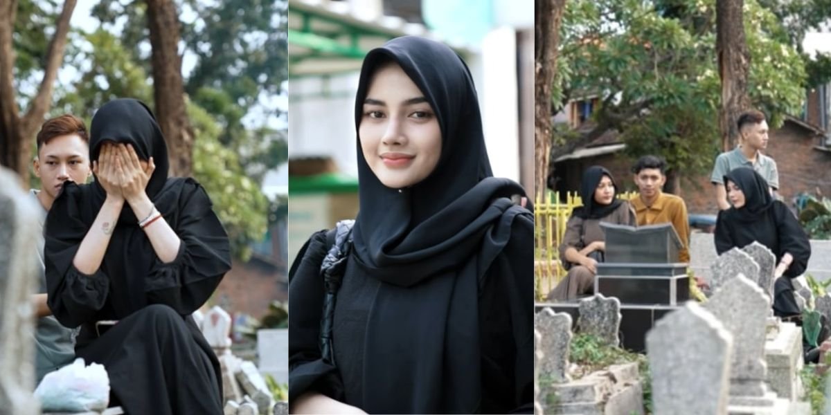 Portrait of Arlida Putri's Pilgrimage to Her Father's Grave in Surabaya, Her Appearance Earns Praise