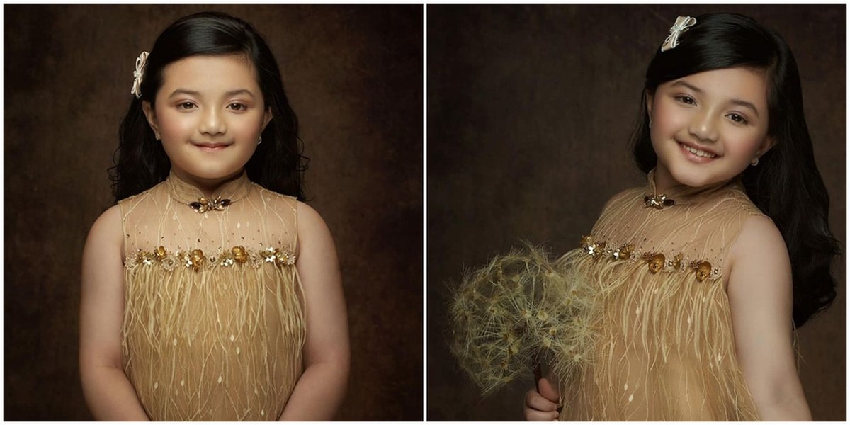 The Beautiful Portrait of Arsy Hermansyah, Like a Little Fairy with a Golden Dress - Netizens: Why Did She Take Off Her Hijab?