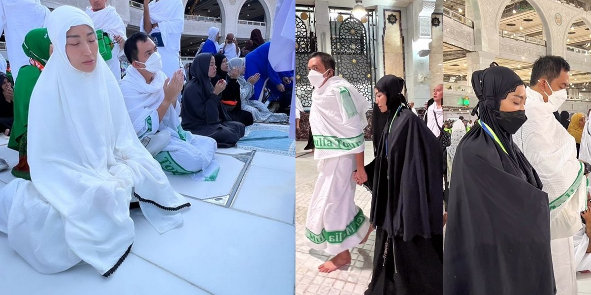 Portrait of Ayu Dewi's Romantic Worship with Regi Datau in Mecca, Continuously Holding Hands