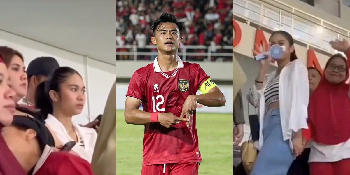 Portrait of Azizah Salsha Supporting Pratama Arhan at the Stadium, Holding Hands with Mother-in-Law - Expression When Husband Scores a Goal & Celebration Becomes the Spotlight