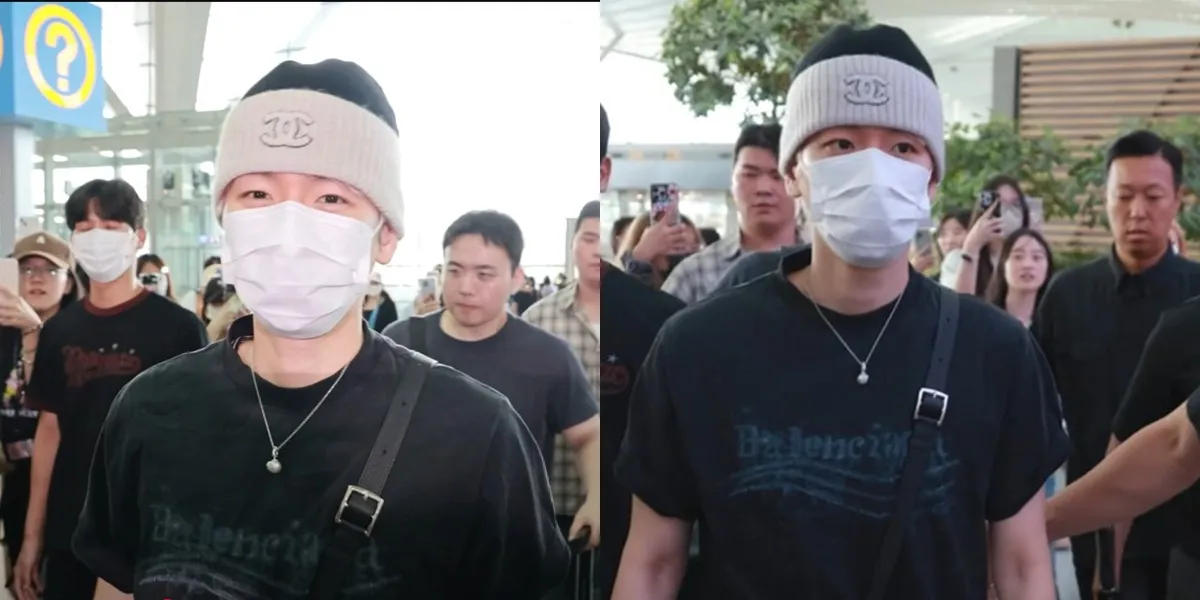 Portrait of Baekhyun EXO at the Airport Heading to Indonesia, Eye Contact with Reporter