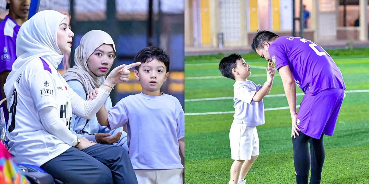 Happy Portrait of Irish Bella Watching Haldy Sabri Playing Football, Loyal on the Sidelines - Air Heboh Supports His Father