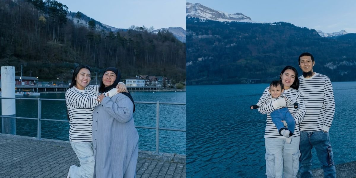 Happy Portrait of Via Vallen's Vacation in Europe with Family, Enjoying the Beauty of Brienz While Eating Archipelago Cuisine