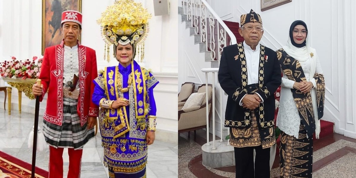 Portrait of Traditional Clothes Worn by President Jokowi and Vice President Ma'ruf Amin, First Lady's Appearance Also Highlighted