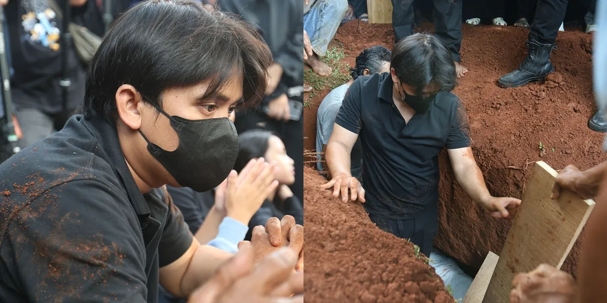 Portrait of Billy Syahputra Descending into the Grave of Mpok Alpa, Remembering Sweet Moments Often Kissed by Mpok Alpa