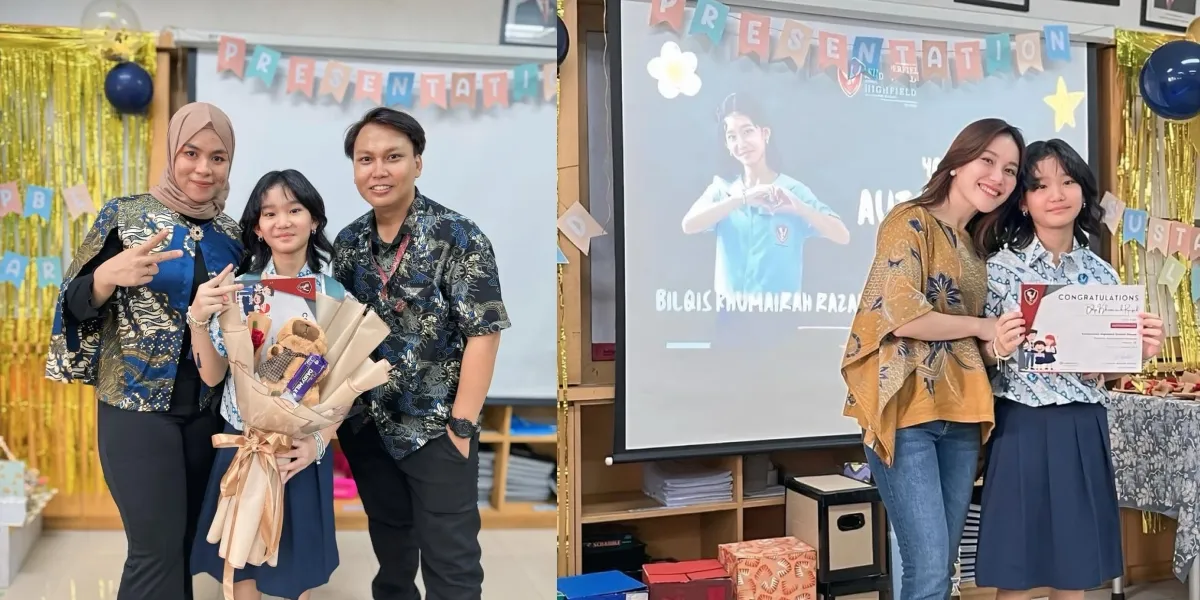 Portrait of Bilqis on Class Promotion Farewell Day, Ayu Ting Ting Attends with a Sense of Pride! 