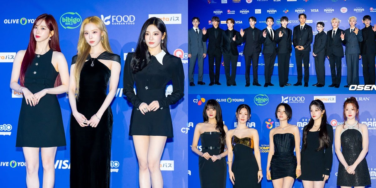 Portrait of Top K-Pop Stars on the Blue Carpet of the 2024 MAMA Awards Day 3, SEVENTEEN and aespa Dazzle