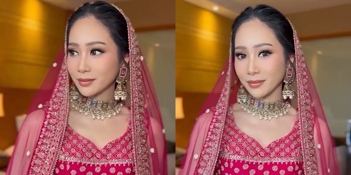 Portrait of Bunga Zainal Wearing Lehenga at Her Nephew's Wedding, Beautiful Like a Bollywood Star