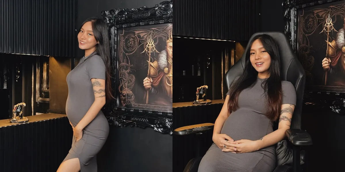 Beautiful Portrait of Irene Agustine Showcasing Baby Bump, Anticipating the Birth of Her Third Child