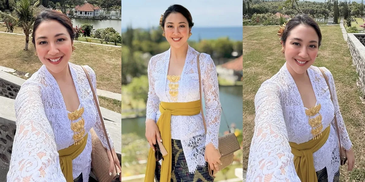 Beautiful Portrait of Sherina Wearing Kebaya at the Atma Wedana Utama Ceremony, Her Smile Full of Charm
