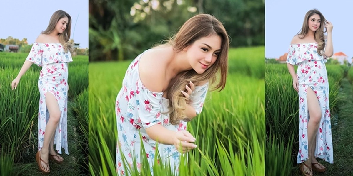 Portrait of Celine Evangelista in the Rice Field, Beautiful Pregnant Woman Becomes More Charming