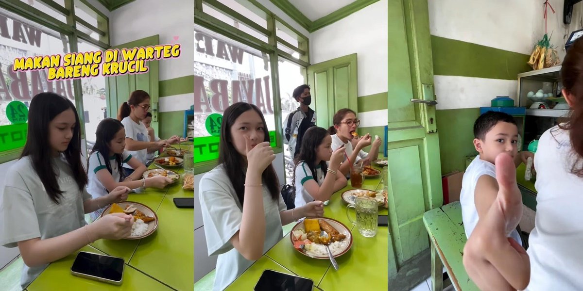 8 Photos and Reactions of Ussy Sulistiawaty's Three Children Eating at a Warteg