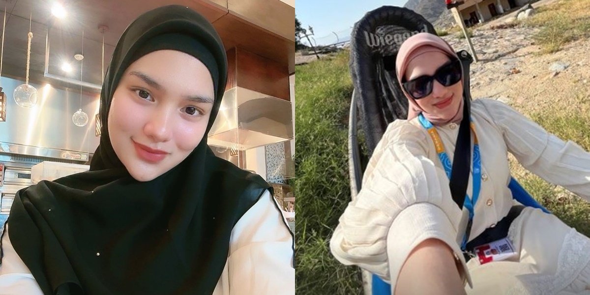 Portrait of Davina Karamoy Wearing a Hijab During Umrah, Praised for Being Even More Beautiful Without Makeup