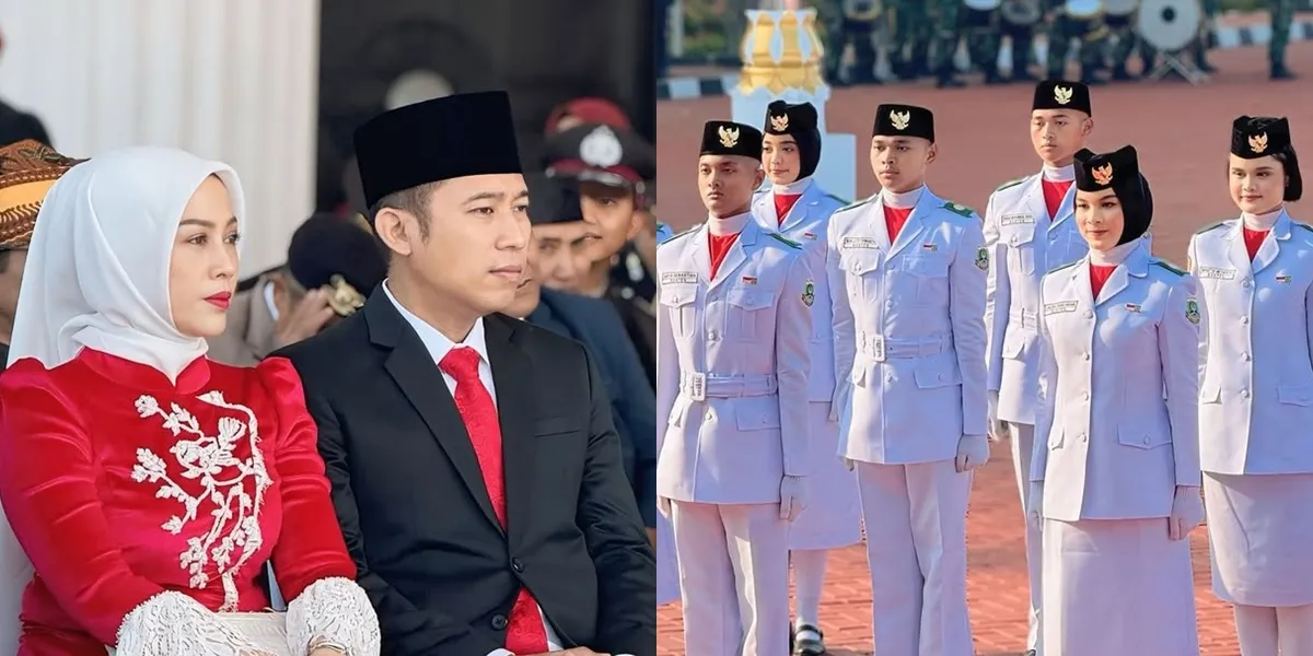 Portrait of Denny Cagur and Shanty Witnessing Their Child Become a Paskibra of Banten Province, Full of Pride