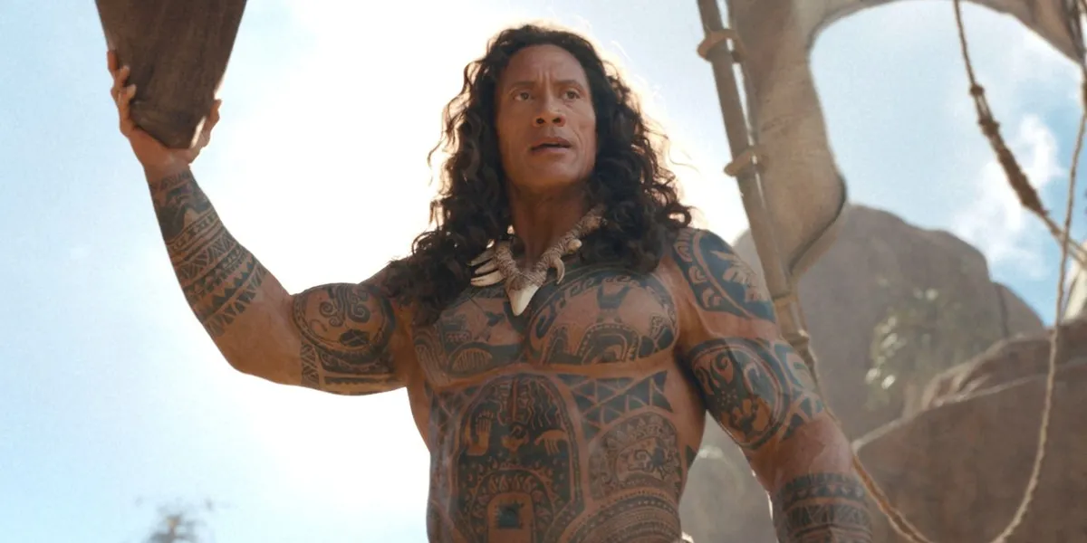 Portrait of Dwayne Johnson in MOANA Live Action, Using Prosthetics to Appear More Muscular