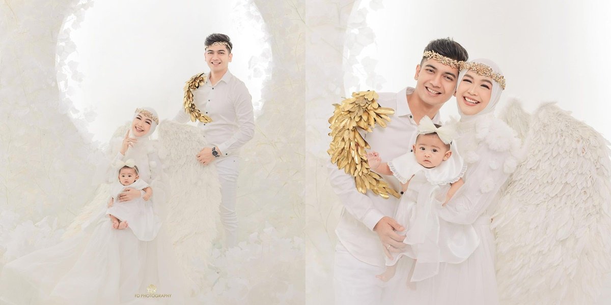 Portrait of Family Photoshoot Ria Ricis and Teuku Ryan, Embracing the Concept of Angels in the Land of Clouds - Baby Moana is So Cute